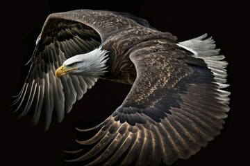 the American Bald Eagle, in Flight. Generative AI