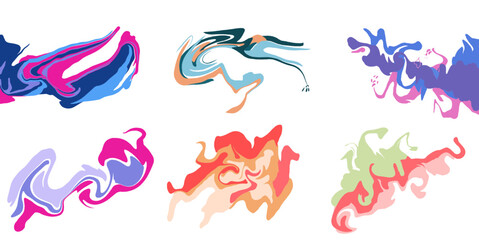 Abstract liquid shape line with colorful waves. Trendy vector illustration in style retro 60s, 70s. 