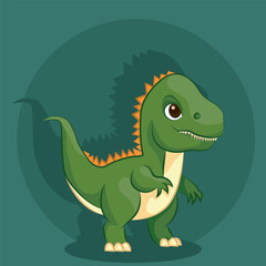 Green roaring tyrannosaurus. Prehistoric carnivorous dinosaur