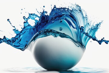 Fototapeta na wymiar Spherical splash of flowing water against a white background. Generative AI