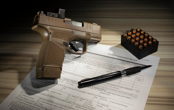 Form to purchase a gun with pistol and ammo