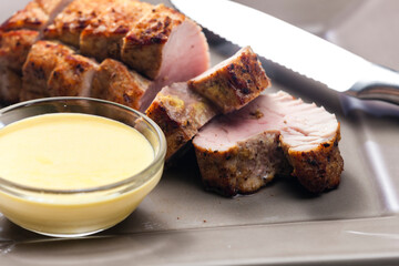 roasted pork loin with mustard sauce