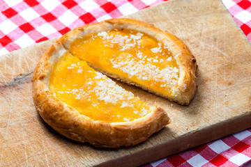 traditional Czech pie filled with apricot marmelade