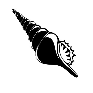 recommend clip art: Silhouette of seashell . Shellfish. Marine dwellers. Concept of sea and ocean life. Vector illustration