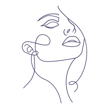recommend clip art: Elegant One Line Sketches of Woman Abstract Face. Female Face Drawing Minimalist Line Style. Trendy Illustration for Cosmetics. Continuous Line Art. Fashion Minimal Print. Beauty Logo. Vector