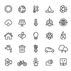 Set of Outline Stroke Ecology Icons