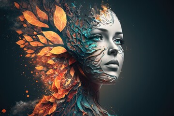 Fototapeta premium Colorful artistic female face