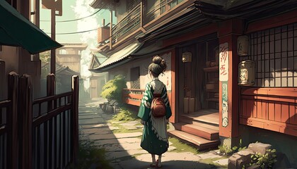 person walking in the city Generative Ai