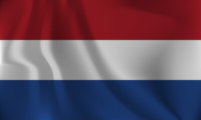 Flag of Netherlands, with a wavy effect due to the wind.