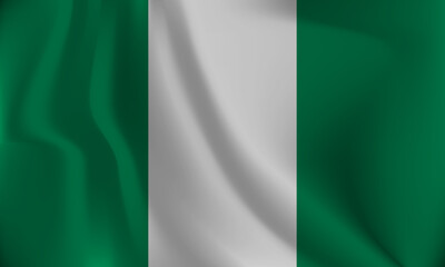 Flag of Nigeria, with a wavy effect due to the wind.