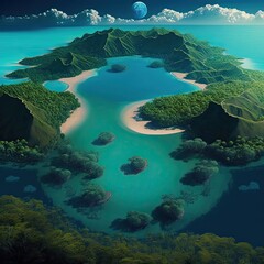 view of island with water Generative Ai