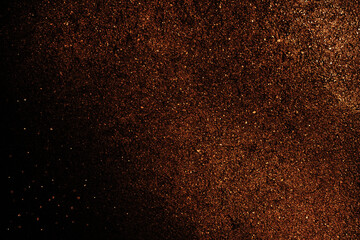 Black dark orange red brown shiny glitter abstract background with space. Twinkling glow stars...