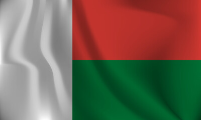 Flag of Madagascar, with a wavy effect due to the wind.