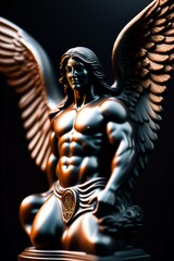 A angel made with black stone, sculpt style, bokesharp focus depth, shadows, mist, fog, very high detailed, cinematic lighting, cinematic, high detailed, ultra detailed, accent lighti