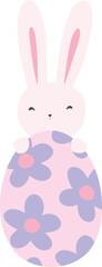 Cute Easter White Bunny Hold Flower Egg