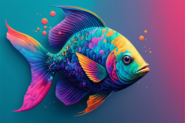 colorful fish illustration, Generative AI