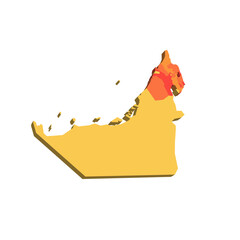 United Arab Emirates political map of administrative divisions - emirates. Map with labels.