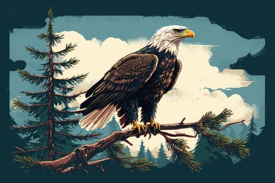 There's a big bald eagle sitting on a sturdy branch in northern Idaho. Generative AI