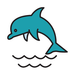Filled Line DOLPHIN design vector icon