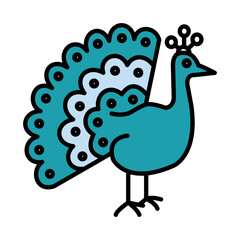 Filled Line PEACOCK design vector icon