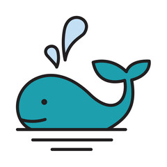 Filled Line WHALE design vector icon