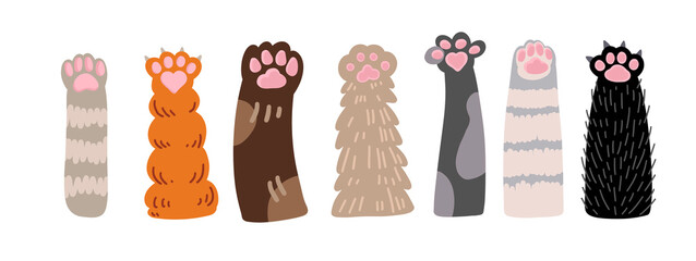 collection of cat's paws, hand drawn cat paw illustration, , Doodle elements, diary and notebook stickers,  © Bbl_gun