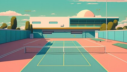 tennis court in a stadium Generative Ai - obrazy, fototapety, plakaty