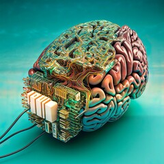 Künstliche Intelligenz (Gehirn) ki generated - obrazy, fototapety, plakaty
