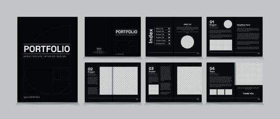 Architecture and interior portfolio design, Architecture Portfolio Layout, a4 size portfolio template design.