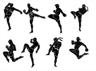 muaythai logo icon kick and punch