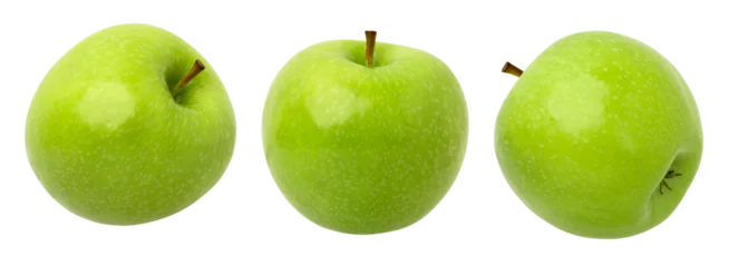 Fotobehang green apple isolated, fresh green apple, transparent png, PNG format, cut out, collection © natthapol