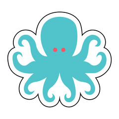 Sticker OCTOPUS design vector icon