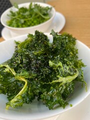 Fototapeta premium Crispy Kale Sesame Gluten Free Food Side Dish Snack