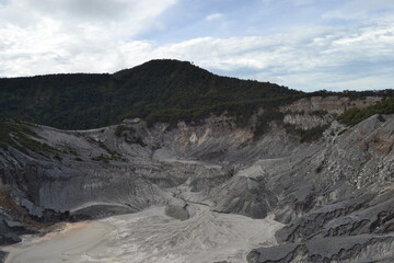 Volcanic Tangkuban perahu Montain in Bandung, West Java, Indonesia