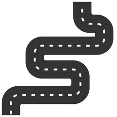 Simple road solid icon, goal and transportation line related concept on the white background