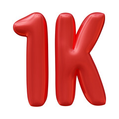 1k text design in 3d rendering for followers celebration concept