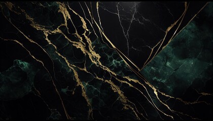 Dark green marble texture background with gold 