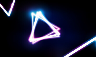 Abstract Key Door open Light out technology and with neon triangles. Hitech communication concept innovation background,  vector design