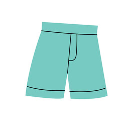 Green trousers concept. Shorts for summer season and hot weather. Element of clothing and wardrobe. Garment and textile, apparel. Poster or banner. Cartoon flat vector illustration