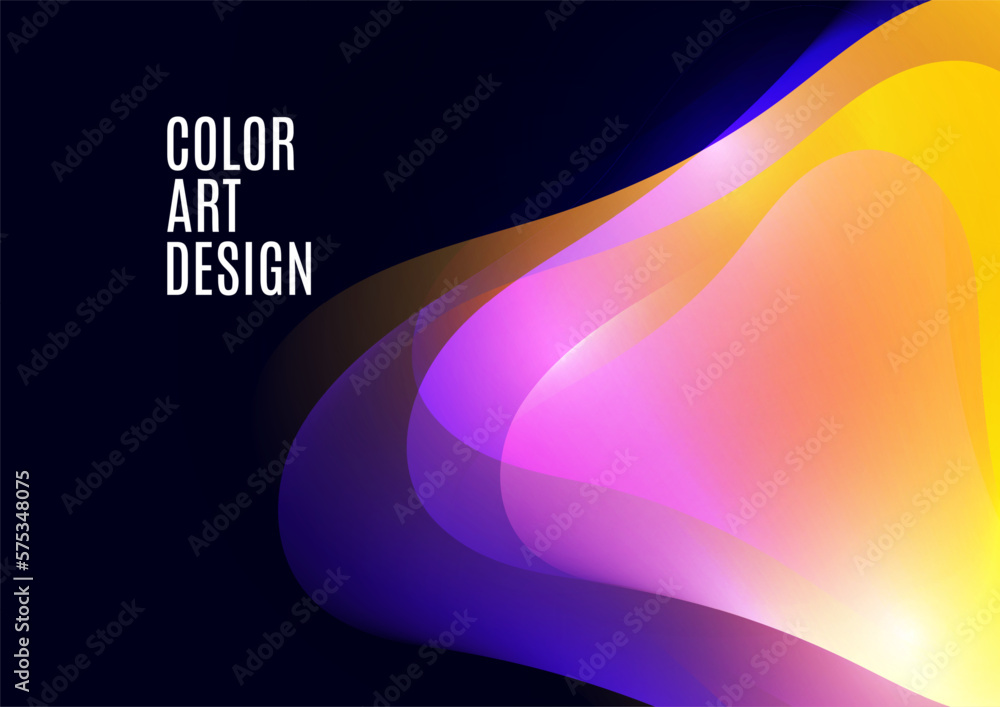 Aufkleber smooth overlapping transparent shapes. bright gradient flow, dynamic liquid texture. fashion art for