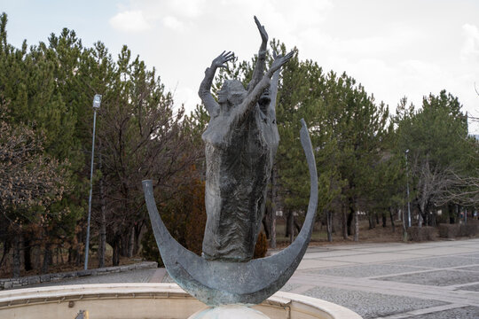 Ankara, Turkey - February 25, 2023: Space and Youth Monument (Statue C) at Middle East Technical University.