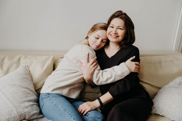 Mother and daughter student spend time together