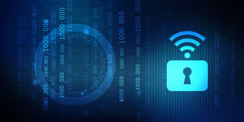 3d illustration WIFI symbol with lock