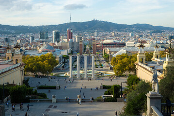 Barcelona, view of Plaza Espana, from the National Art Museum of Catalonia