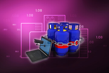 3D rendering illustration Gas Cylinder online booking