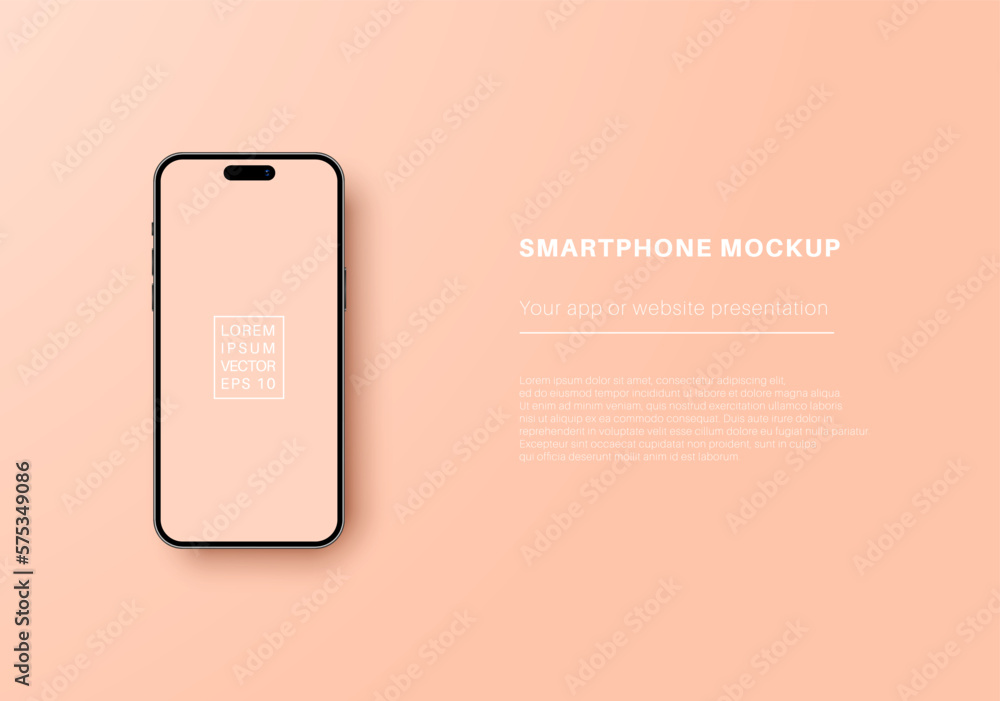 Wall mural smartphone mockup. design for your app presentation. phone blank screen with space for text. vector 