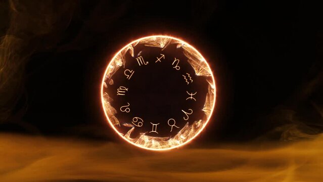 Fire geometric circle on a dark background. Easy to add lens flare effects for overlay designs or screen blending mode to make high-quality images. Mockup for your logo.