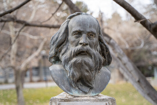 Ankara, Turkey - February 25, 2023: Dmitri Mendeleev statue at Middle East Technical University