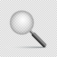 Vector illustration of realistic magnifying glass with shadow.