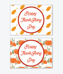Happy thanksgiving day background. pumpkin illustration with chicken vector illustration banner template. thanks giving day, celebrations day 25 of November , autumn season , horizontal pattern design